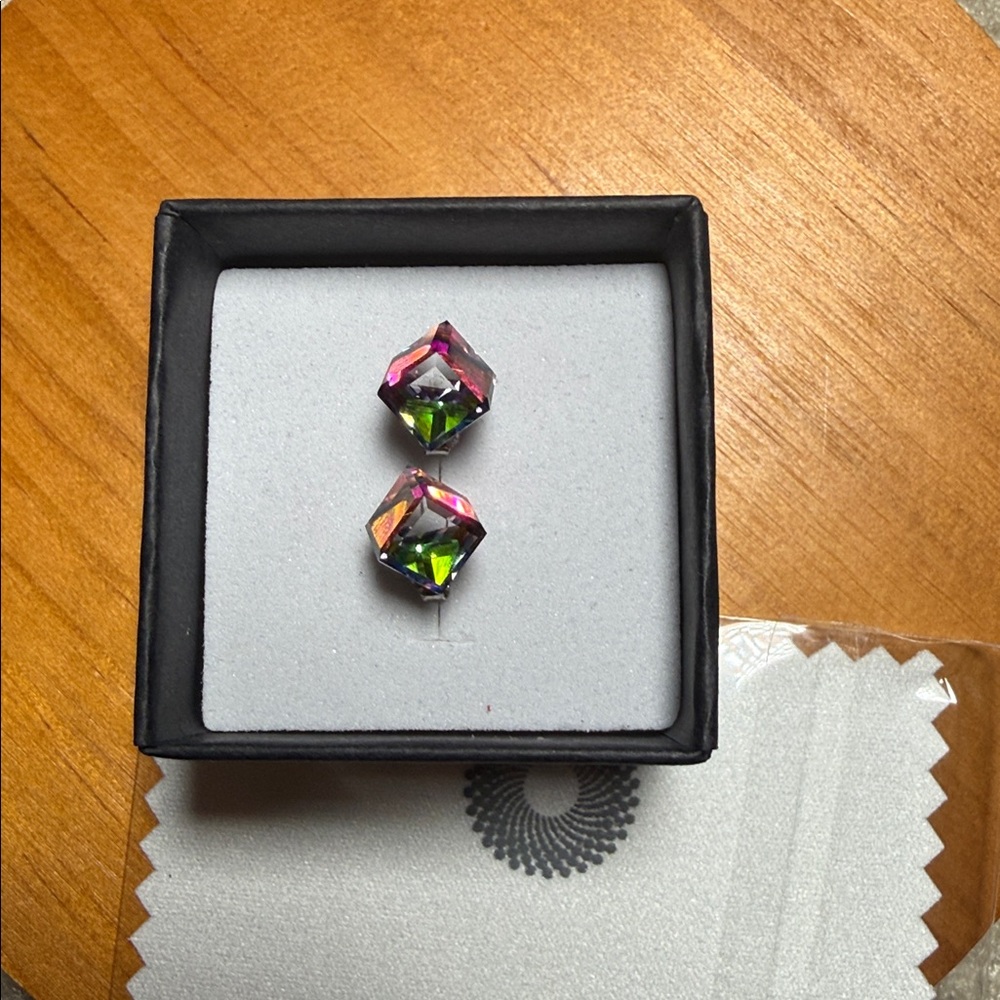 Elegant Multicolor 925 Silver Crystal Stud Earrings - Picture 4 of 16